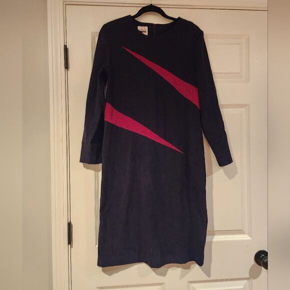 Leslie Fay vintage black and red long sleeve midi dress - Picture 1 of 4